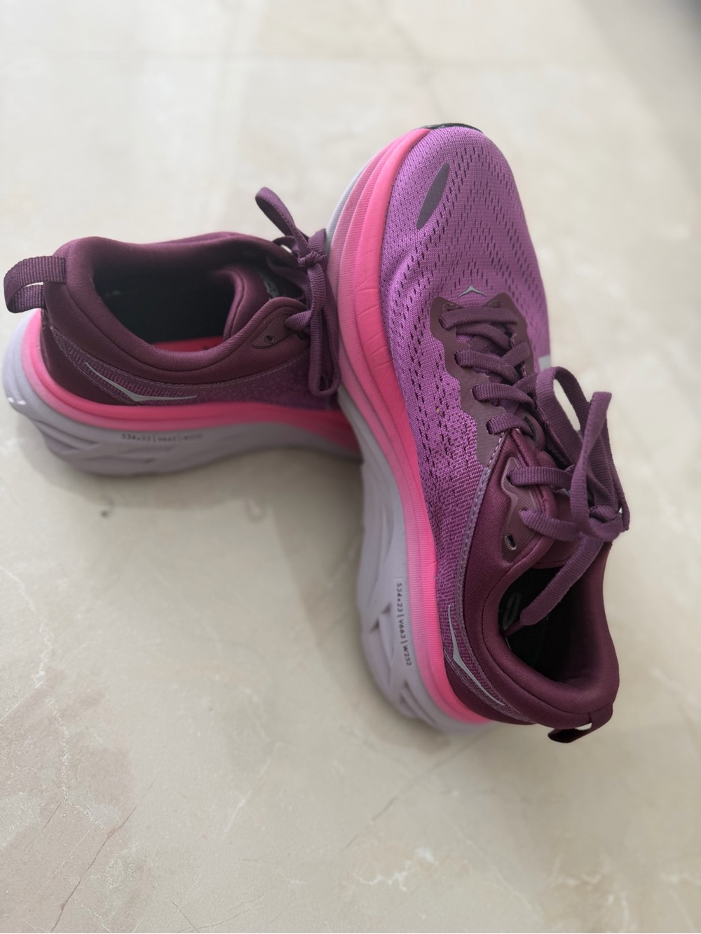 Hoka Women's Plum and Pink Cushion Running Shoes - Picture 3 of 3